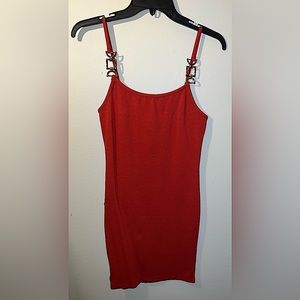 Discreet Beautiful Dark Red & Gold Shoulders Spaghetti Strap Mini Dress! Size M.